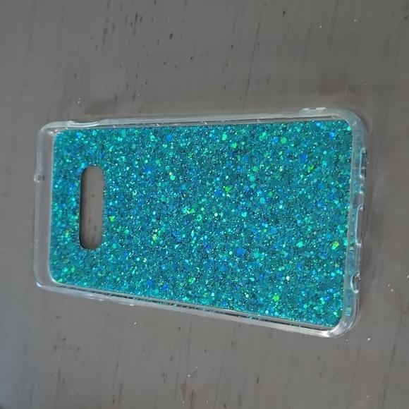 Samsung S10 Teal rubber Bling glitter case - Picture 3 of 3